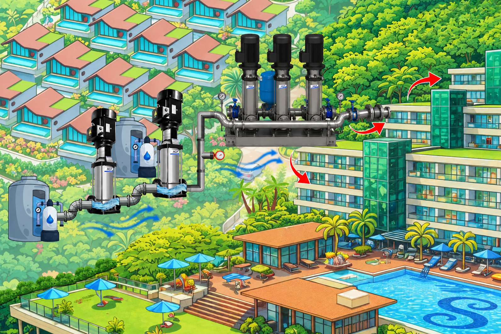 High-Pressure Water Supply Solution for a Pool Villa Resort in Phuket, Thailand